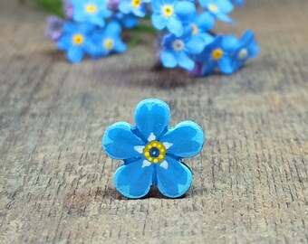 Épinglette "Forget Me Not", cadeau de deuil fait main, quelque chose de bleu pour la mariée, cadeau vous m'avez manqué, cadeau funéraire, fleur bleue, bijoux myosotis