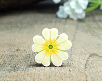 Primrose Pin, Handmade Wooden February Birth Flower Badge