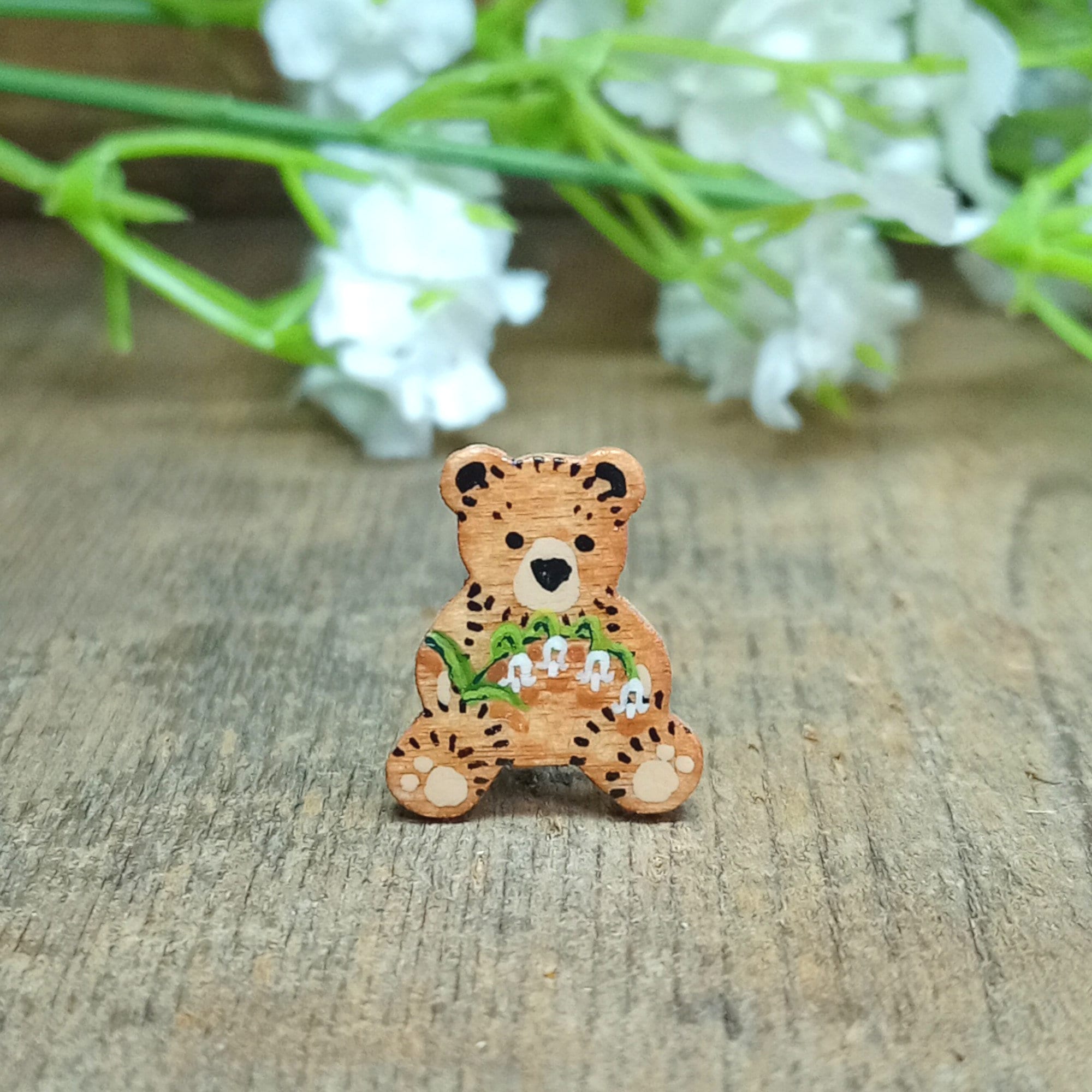 bear wooden brooch ❀ テディベア ブローチ ブローチ/コサージュ 