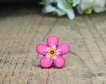 Pink Forget Me Not Pin, Handmade Remembrance Brooch