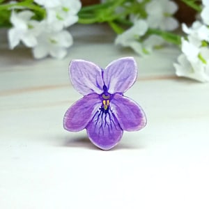 Violet Brooch, February Birth Flower Pin Badge, Handmade February Birthday Gift, Purple Gift, Thinking Of You Gift, Small Flower Gift