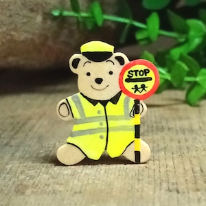 Lollipop Bear, Handmade Pin, Fridge Magnet, Lollipop Lady, Man, School Crossing Patrol, Thank You Gift, I Will Miss You, Little Teddy Badge