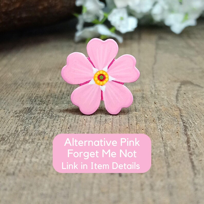 Pink Forget Me Not Pin, Handmade Bereavement Brooch - Etsy UK