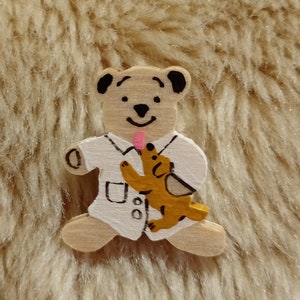 Wizard Ted Handmade Teddy Badge Pin Hand Painted Wooden Little Teds 