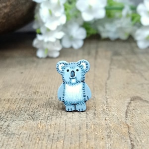 Tiny Koala Pin, Handmade Animal Lover Gift, Baby Koala Badge, Hand Painted Koala, Koala Jewelry, Mini Koala Brooch Gift