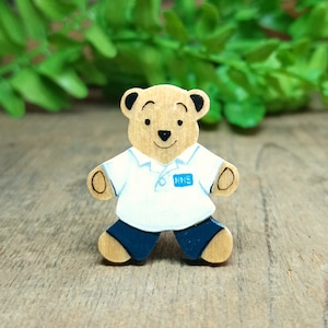Physiotherapist Gift, Handmade Physiotherapy Bear, New Job Gift, Student Graduation, Personalised Gift, Teddy Bear Badge Pin, Thank You Gift