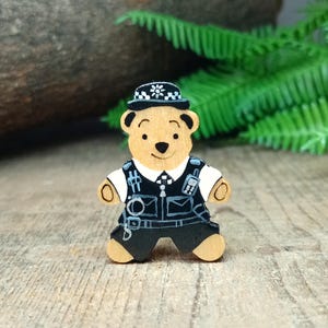 Police Officer Gift, Handmade Policewoman Bear Pin, Congratulations New Job Badge, Police Graduation or Retirement Gift, Little Teddy Brooch