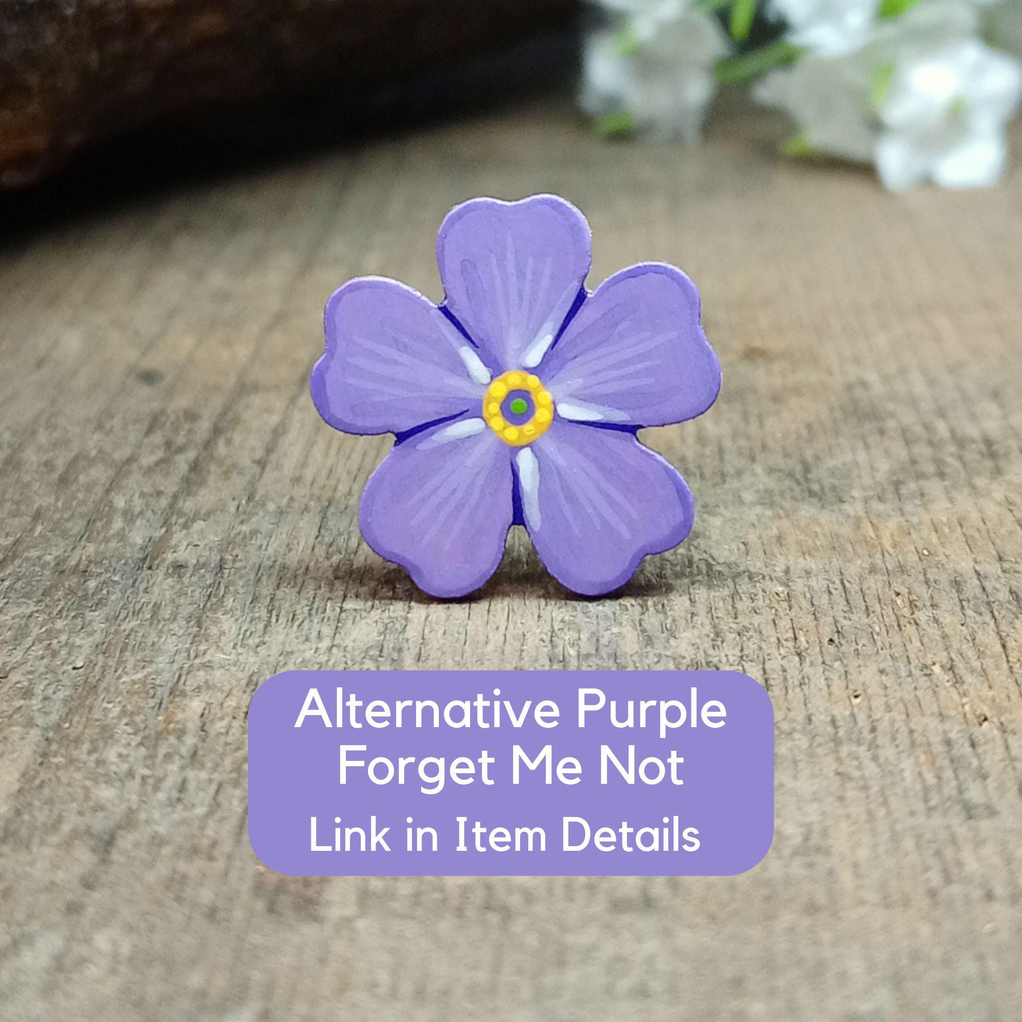 Purple Forget Me Not Pin, Handmade Dementia Support, Bereavement Brooch ...