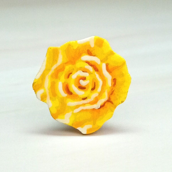 Yellow Rose Pin, Handmade Small Rose Brooch, Yellow Rose Gift, Friendship Gift, Little Yellow Flower Badge, In Memory Pin, Funeral Gift