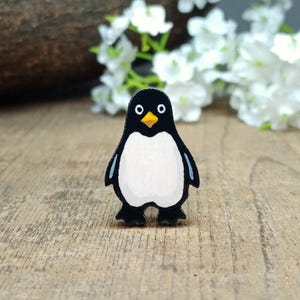 Penguin Pin, Handmade Small Penguin Gift, Penguin Brooch, Cute Baby Penguin Badge, Hand Painted Little Wooden Penguin, Cheer Up Gift