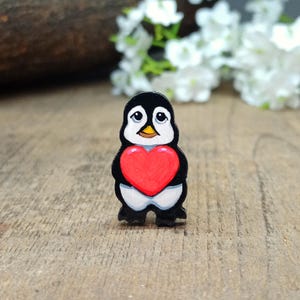 Penguin Pin, Handmade Romantic Penguin Gift, Penguin Brooch, Cute Baby Penguin Badge, Penguin Gift For Girlfriend Boyfriend, I Love You Gift