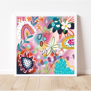 Abstract Art Print Fun Wall Art Eclectic Gallery Wall Decor Pink Wall Art