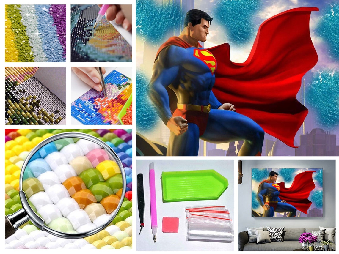 Diamond Painting Full Drill DIY Superman Etsy