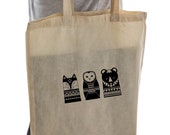 Stylish 100 % Natural cotton tote bag / basic shopper/ vinyl bag with large handles. Geometric animals & origami multiple designs.