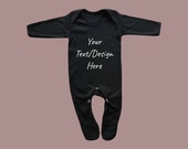Personalised 100% cotton baby long sleeve romper suit. Multiple romper colours & prints.