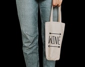 Fairtrade Cotton Bottle Wine Bag. Natural. Multiple designs available. FREE personalisation.