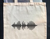 Reusable Natural Cotton Wave Form design Tote Bag - Basic Shopper - Vinyl Bag