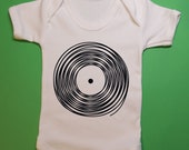 Unique Record Vinyl design baby vest. 100% Cotton.