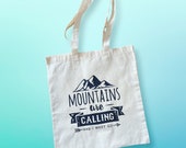 Stylish 100 % Natural cotton tote bag / basic shopper/ vinyl bag with large handles. Mountains design.