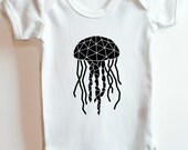 White 100% cotton baby vest with "Jellyfish" design.