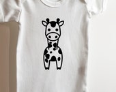 White 100% cotton baby vest with "Baby Giraffe " design.