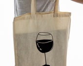 Natural Cotton Wine Design Tote Bag - Basic Shopper - Vinyl Bag