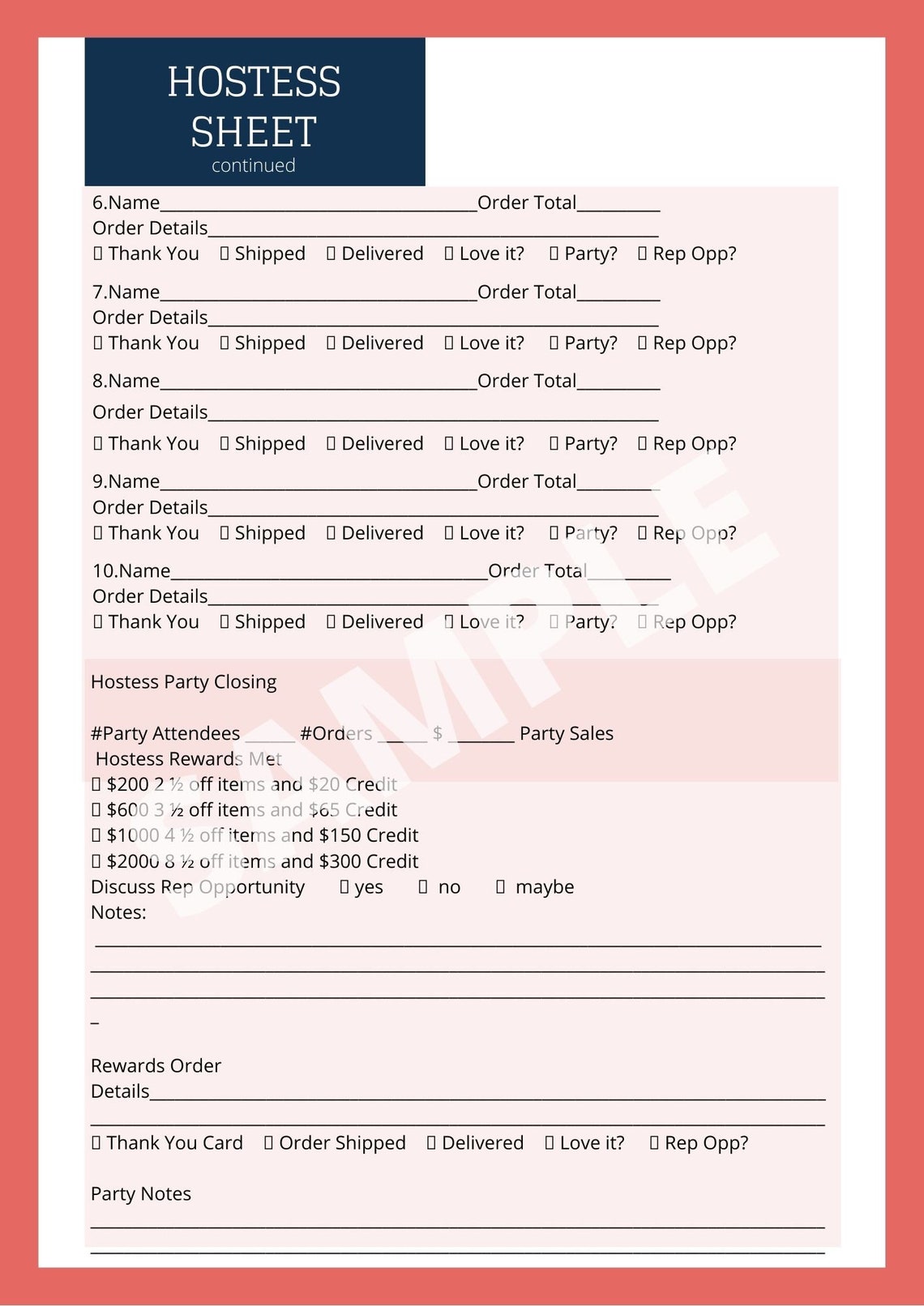 ZYIA Hostess Sheet Direct Sales - Etsy