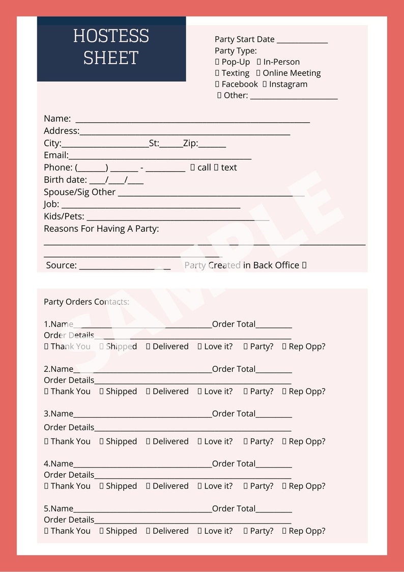 ZYIA Hostess Sheet Direct Sales - Etsy