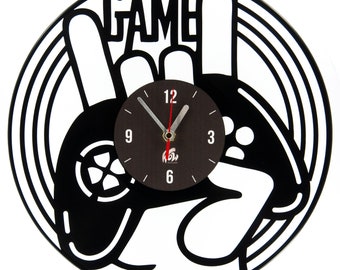 Vinyl wall clock 12 inch. Best gift for gamers, fans of the game console. Nice design for interior decoration. Fashionable home decor style.