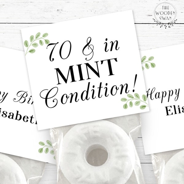 Printable Birthday Mint Favor Topper Template, Custom Mint Party Favors, Party Mint, 50, 60, 70, Any Age, Special Year, Editable Text, 538S