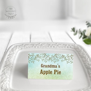 Printable Buffet Sign Template, Editable Food Sign, Family Reunion Tent Card, Place Card, Approx. 3.5&quot;x2&quot; Folded, Editable Text,  713K