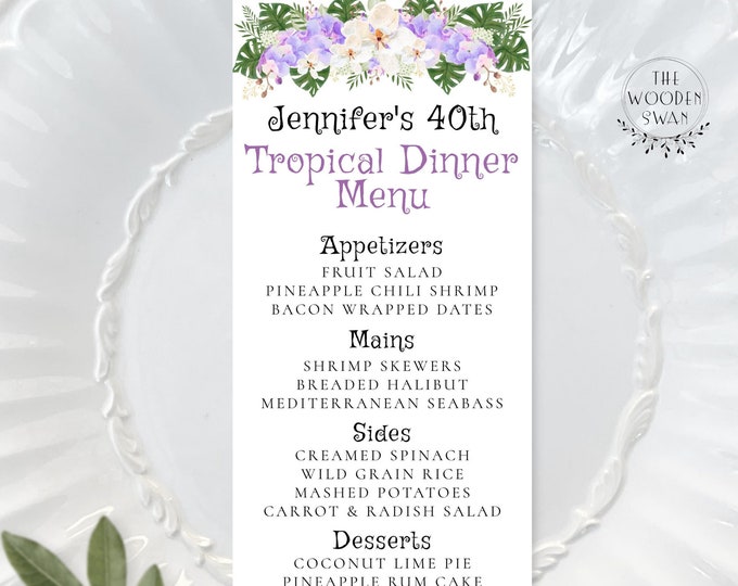 Tropical Dinner Menu