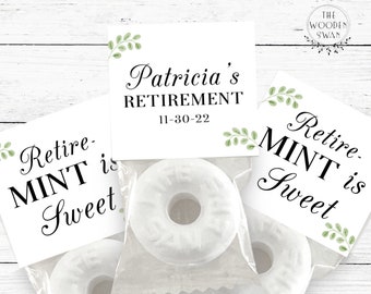 Printable Retirement Mint Favor Topper Template, Custom Mint Party Favors, Life Saver Mint, After Dinner Mint Topper, Editable Text, 733S