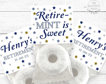 Printable Retirement Mint Favor Topper Template, Custom Mint Party Favors, Life Saver Mint, After Dinner Mint Topper, Editable Text, 734S