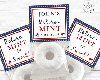 DIY Military Retirement Mint Favor Topper Template, Custom Mint Party Favors, Life Saver Mint, After Dinner Mint Topper, Editable Text, 853K