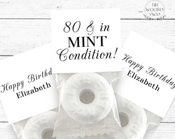 Printable Birthday Mint Favor Topper Template, Custom Mint Party Favors, Party Mint, 50, 60, 70, Any Age,Special Year, Editable Text, 538SX