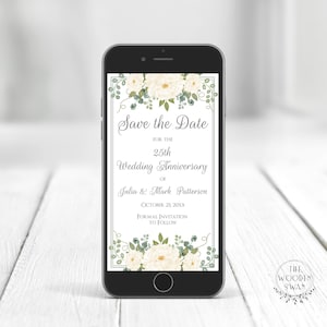 Save the Date Vorlage - 25th Hochzeitstag Party - Text Jahrestag Einladung - Evite Karte - Bearbeitbare Vorlage - DIY - 703K