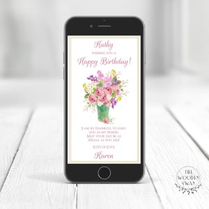 Electronic Birthday Card Template for Her - Text Birthay Greeting Card - ECard - Birthday Card - Birthday Card for Friend - Editable Text