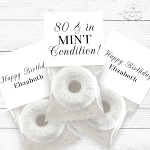 Printable Birthday Mint Favor Topper Template, Custom Mint Party Favors, Party Mint, 50, 60, 70, Any Age,Special Year, Editable Text, 538SX