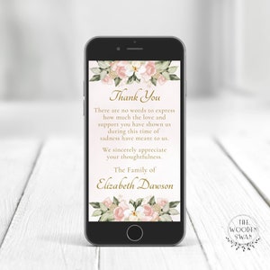 Modèle de carte de remerciement électronique, ECard numérique, ECard de remerciement numérique, appréciation, gentillesse et soutien, modifier le texte, floral rose, 406S