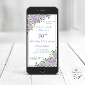 Modèle d'invitation électronique du 40e anniversaire - Invitation d'anniversaire de texte - Carte Evite - Email 30e anniversaire de mariage - Texte modifiable