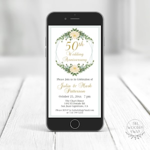 電子 50 周年記念招待状テンプレート - テキスト記念日招待状 - Evite - 電子メール 50 周年結婚記念日 - 編集可能なテンプレート