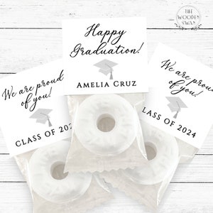 Druckbare Mint Favor Topper Vorlage, Benutzerdefinierte Mint Party Favors, Klasse von 2024, Schwarz Silber Thema, Süßes Favor, Text bearbeiten, 753S