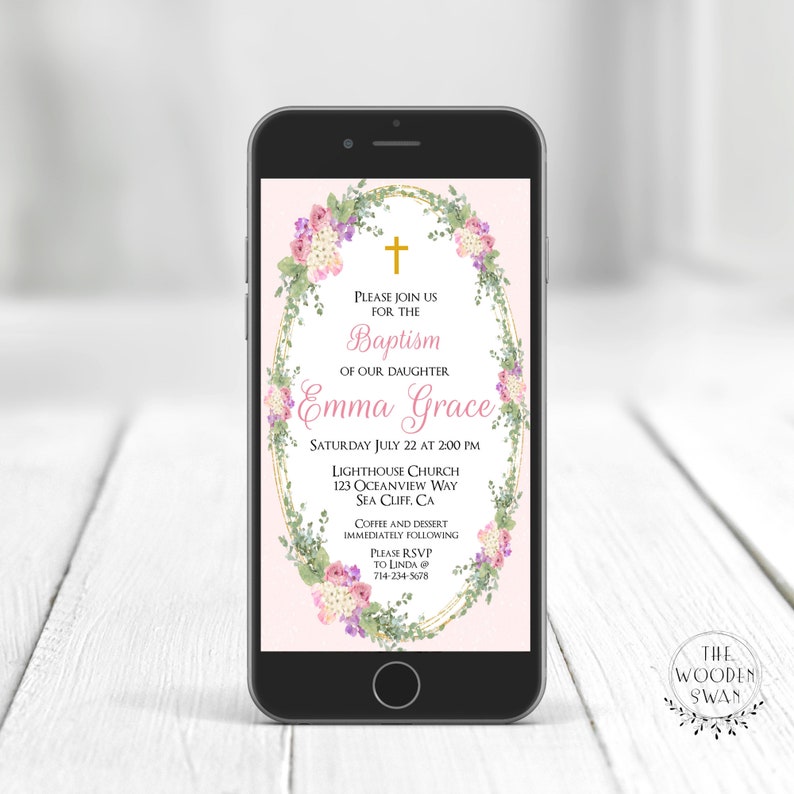 Baptism Evite Template Christening Dedication Invitation Etsy