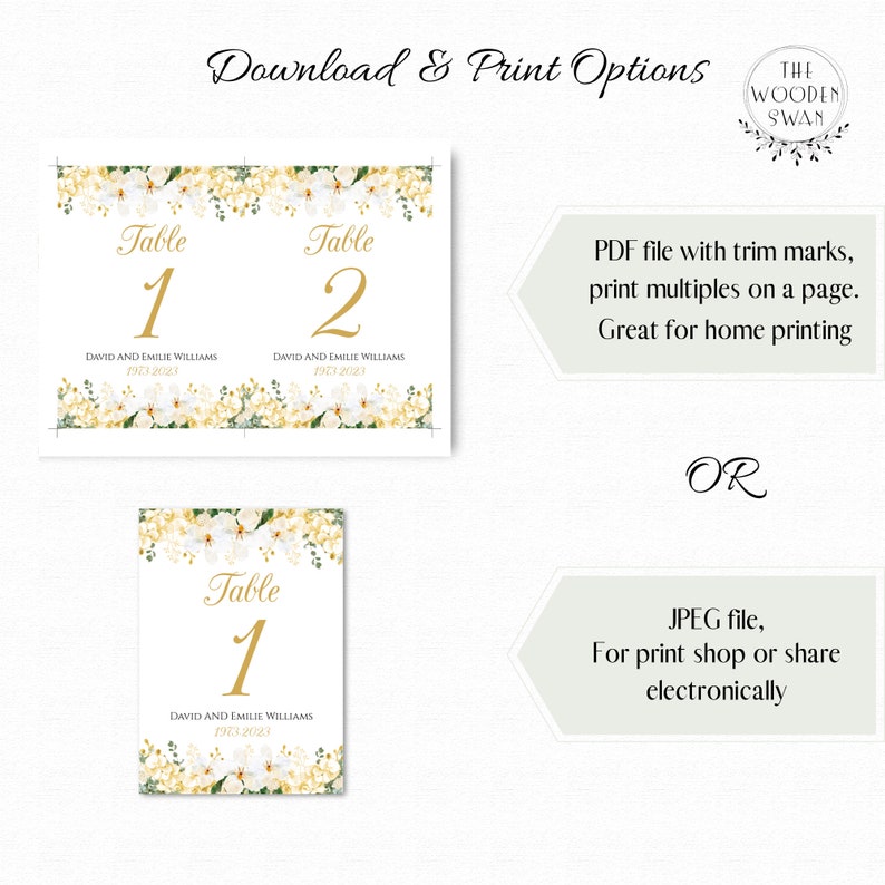 Printable Table Numbers Template 50th Anniversary Table - Etsy