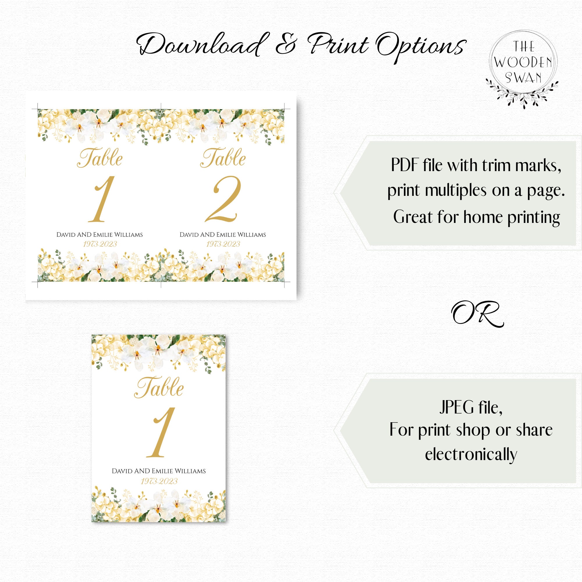 Printable Table Numbers Template 50th Anniversary Table - Etsy