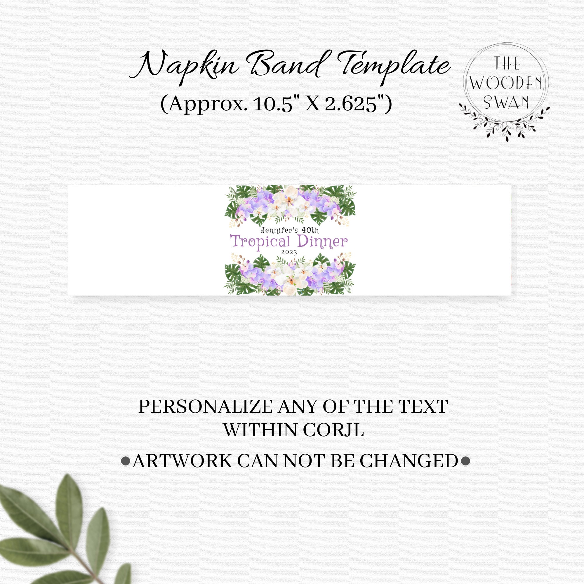 Printable Tropical Napkin Band Template Tropical Napkin Ring - Etsy