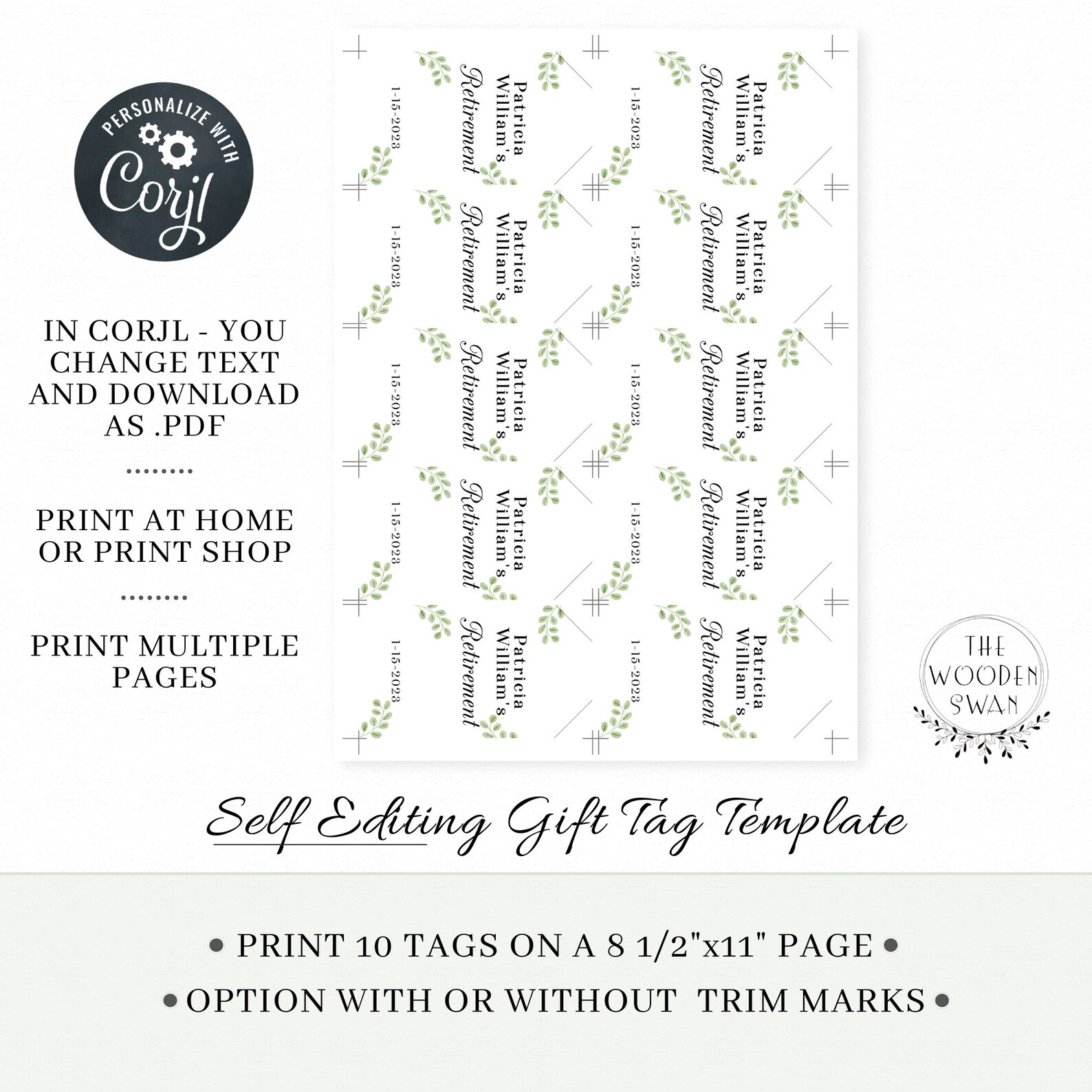 Printable Retirement Gift Tag Template Retirement Wine Bottle - Etsy