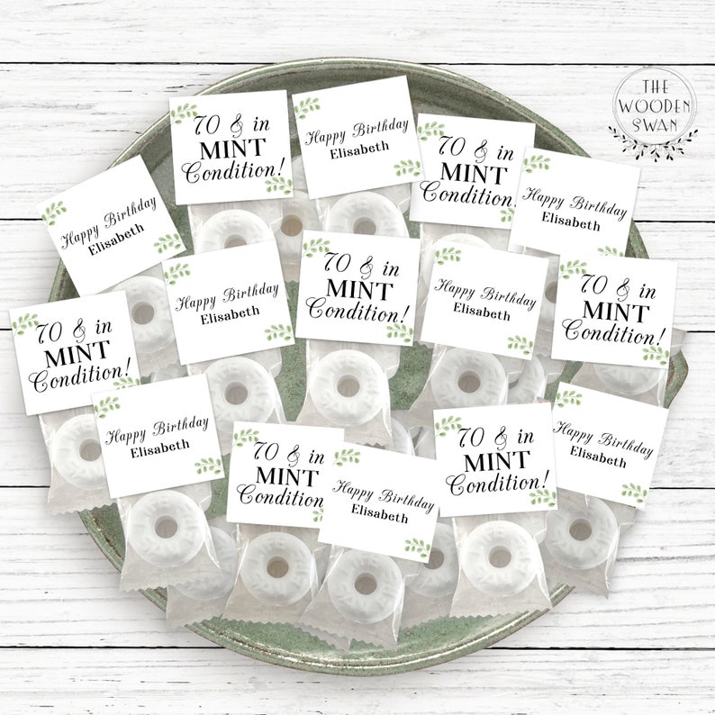 Printable Birthday Mint Favor Topper Template, Custom Mint Party Favors, Party Mint, 50, 60, 70 ...