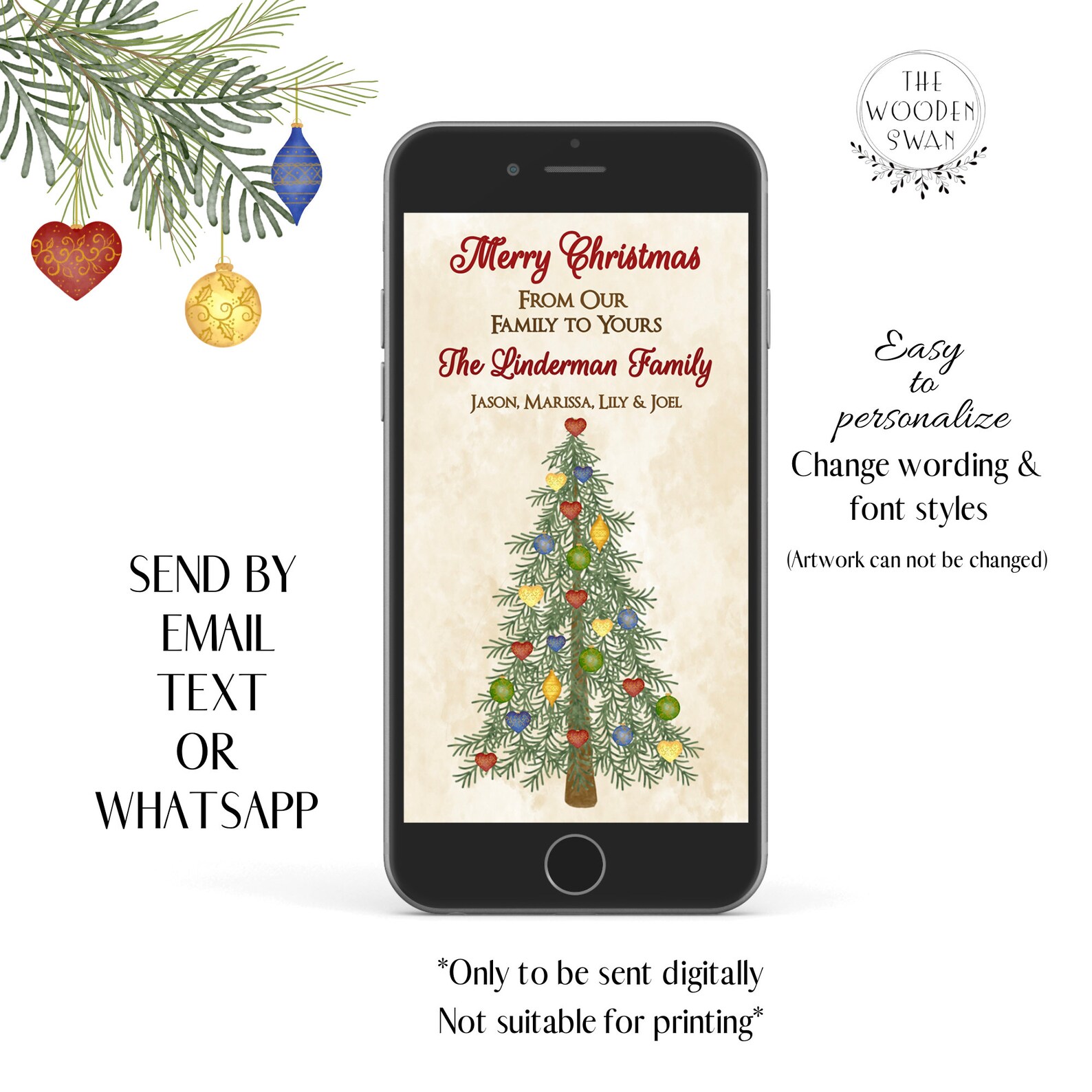Electronic Christmas Greeting Text Phone Greeting Etsy